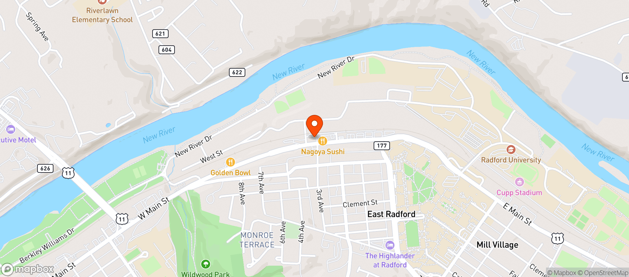 Map showing SHARKEYS WING & RIB JOINT