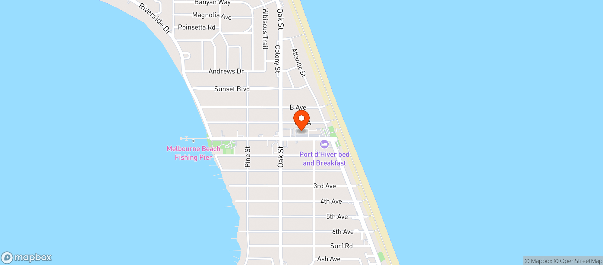 Map showing Ocean 302 Bar & Grill