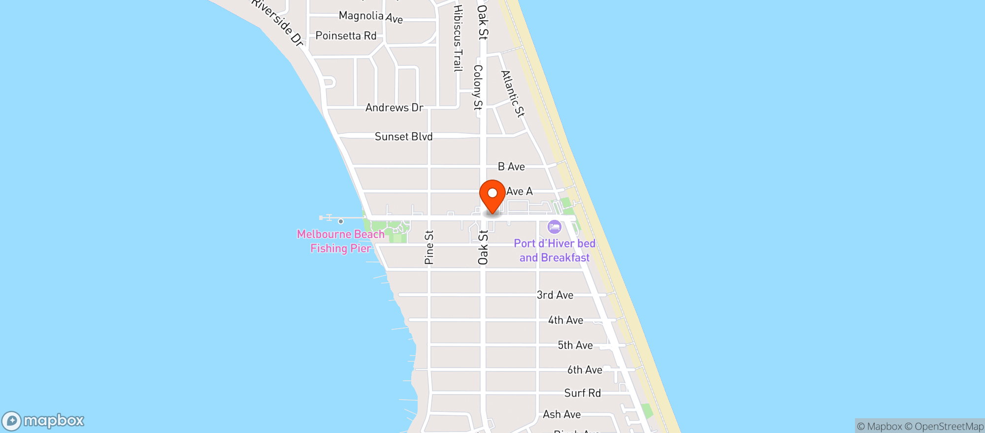 Map showing Melbourne Beach Supermarket