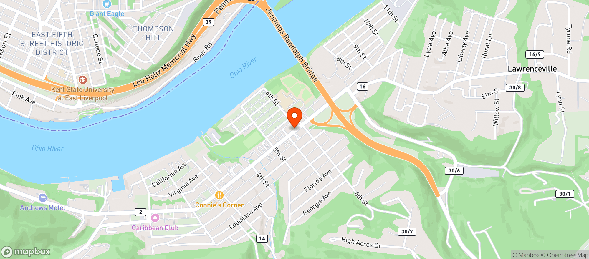 Map showing Chester Beverage Drive Thru