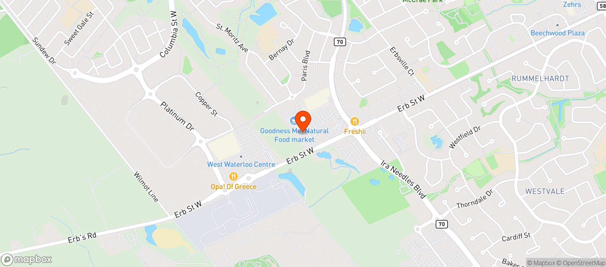 Map showing Goodness Me - Waterloo