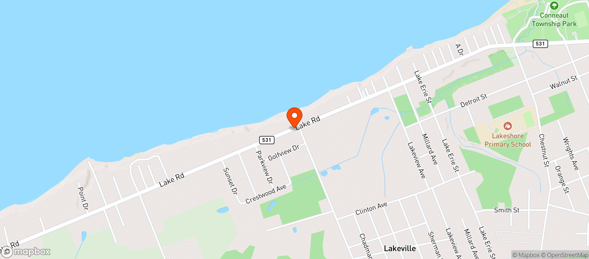 Map showing Cantinis Shoreline Beverage
