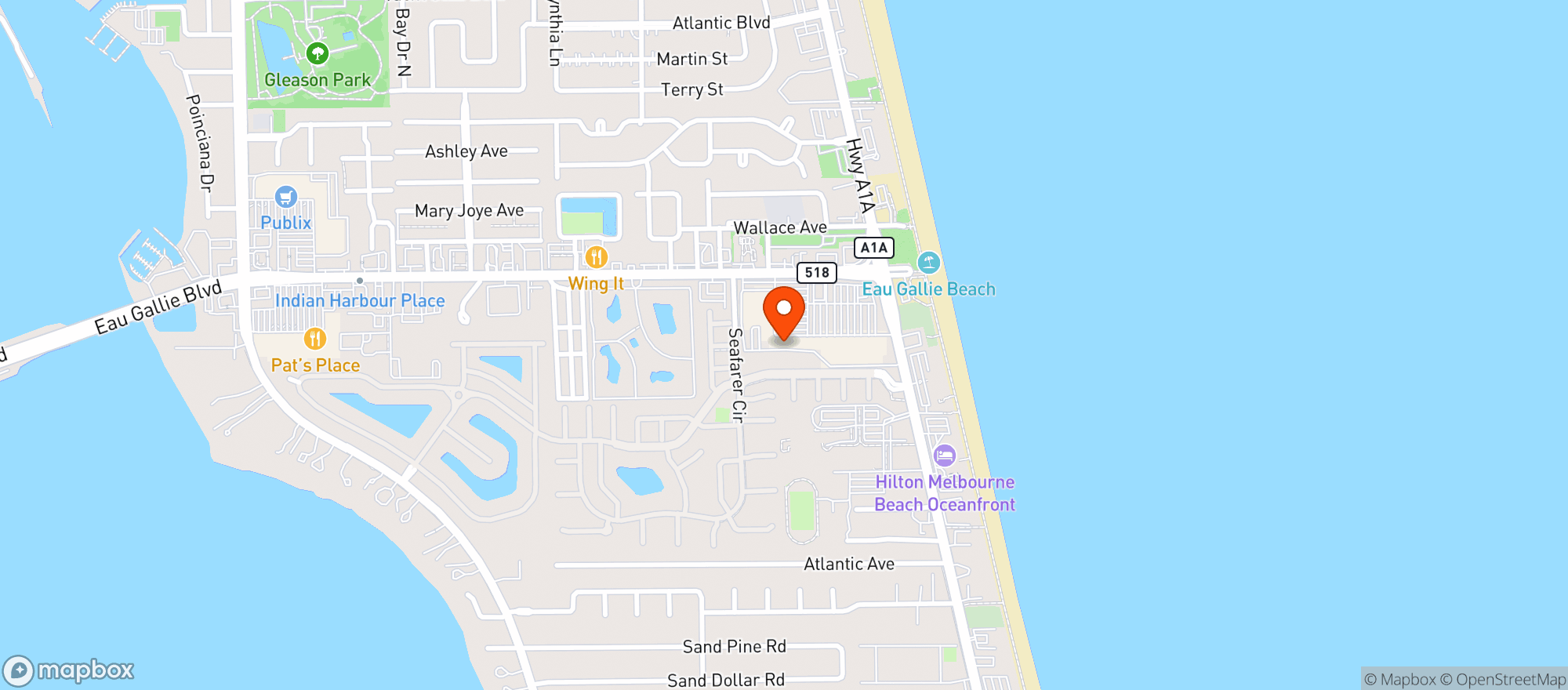 Map showing Coasters Pub Grill & Brewery