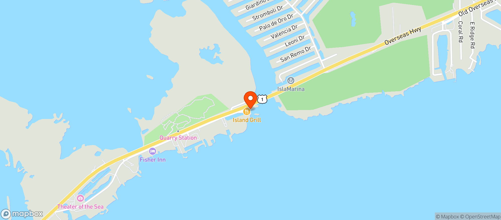 Map showing Island Grill