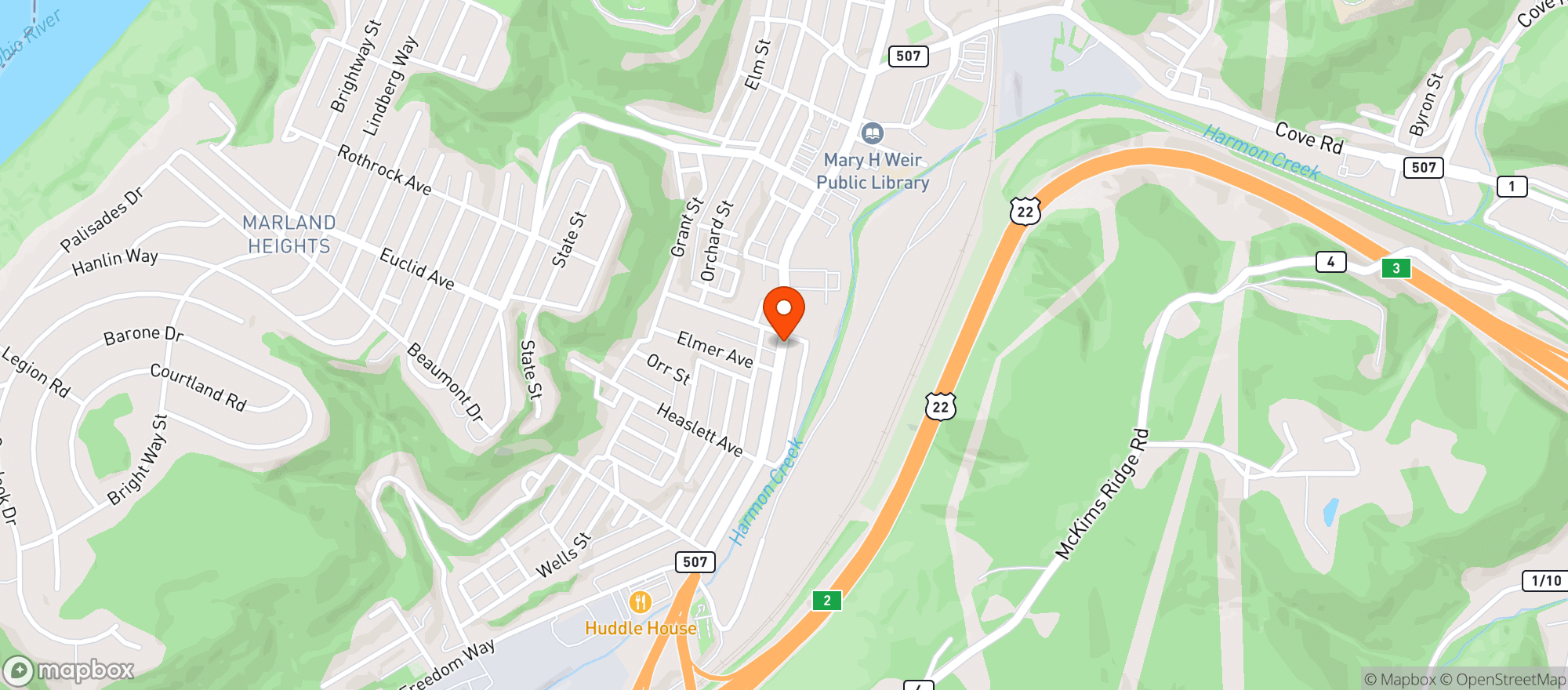 Map showing Marios Restaurant