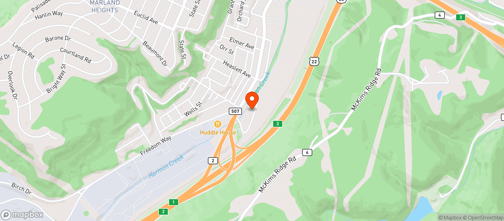 Map showing Basil's Sports Bar & Grill