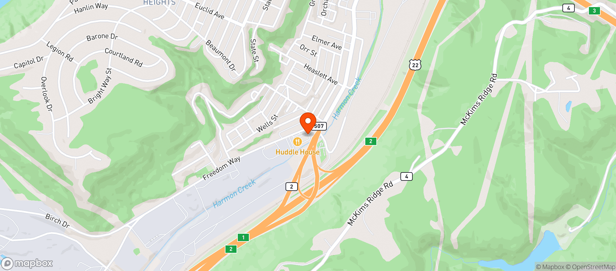 Map showing Bfs Foods #84 Weirton