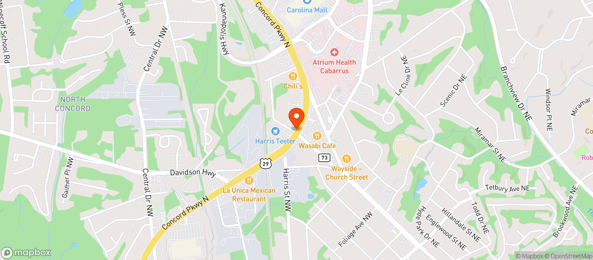 Map showing Harris Teeter