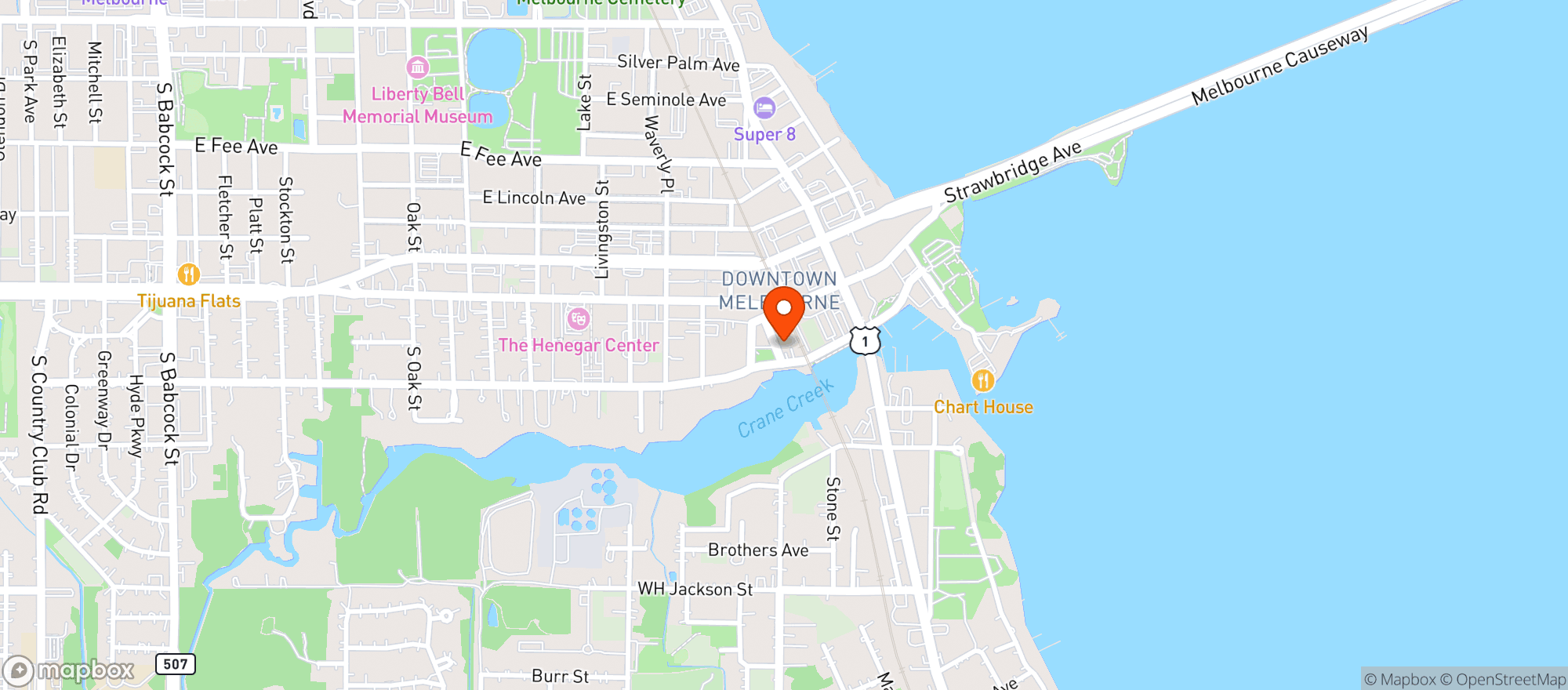 Map showing Drews Brews And Grille