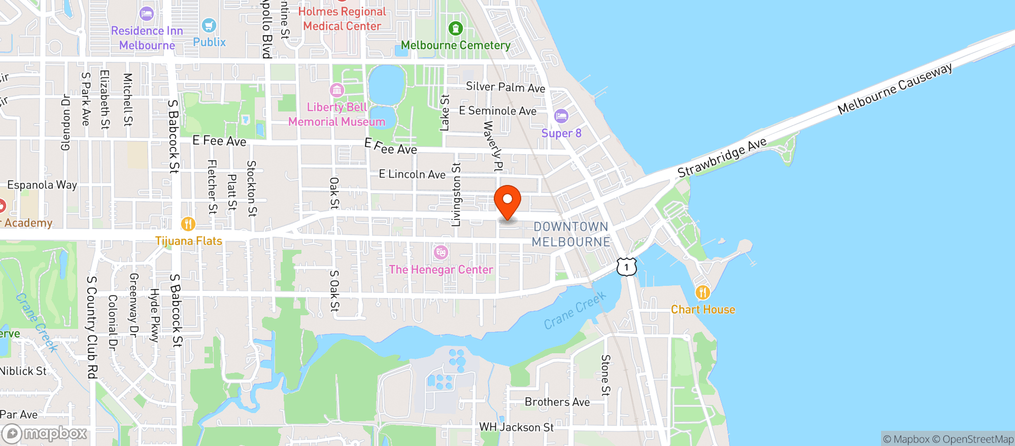 Map showing Hotel Melby Downtown