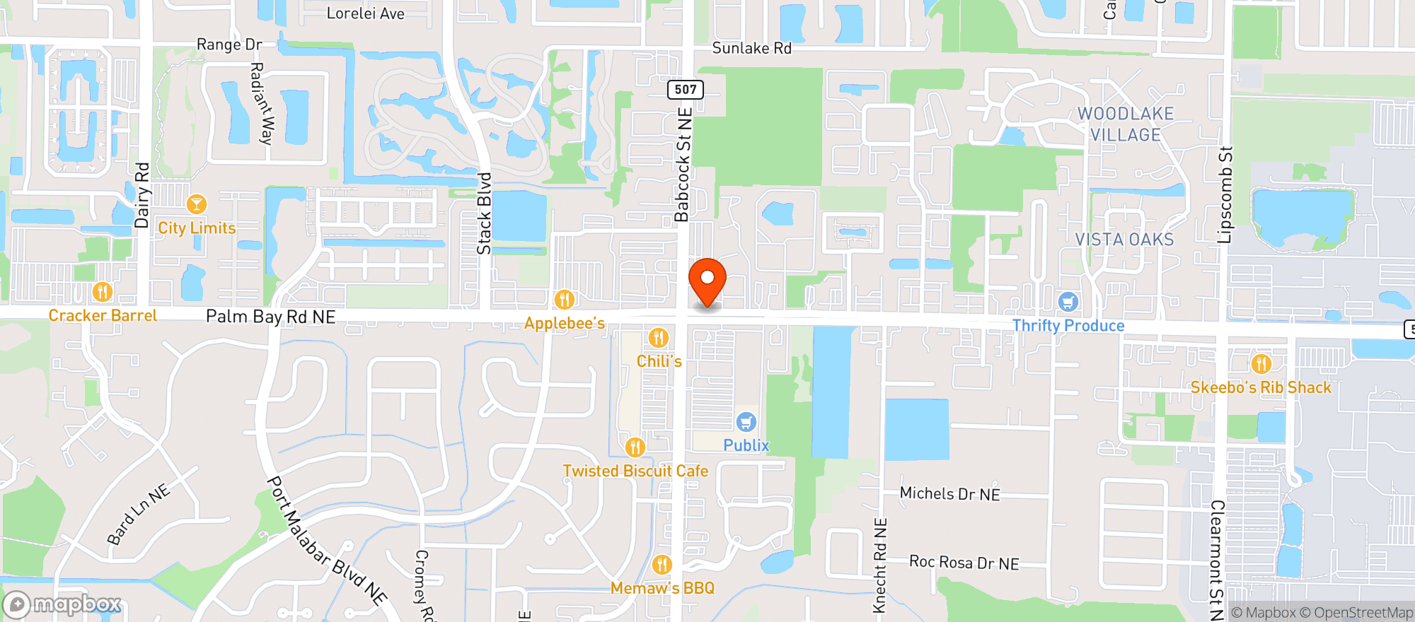 Map showing Jiffy Mart At Palm Bay