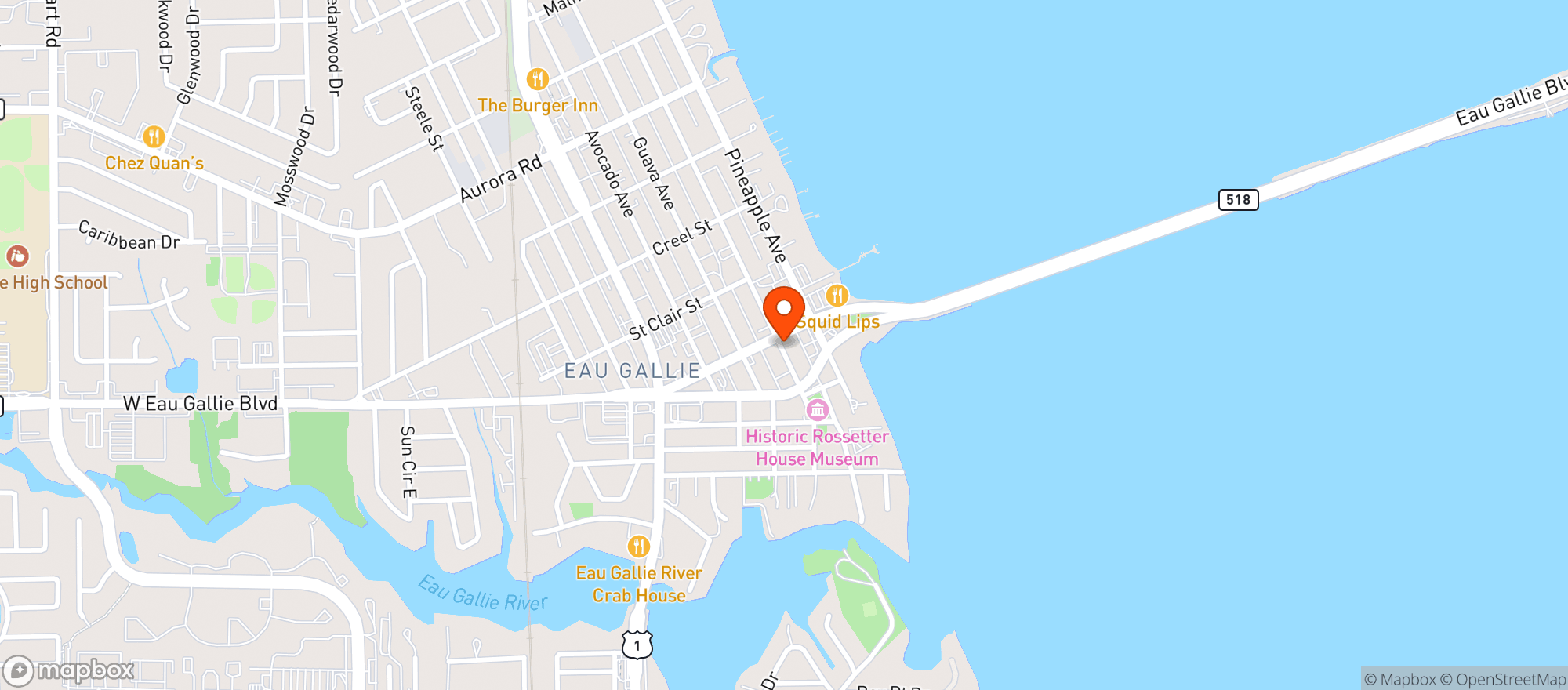 Map showing Dolly's Wine Bar