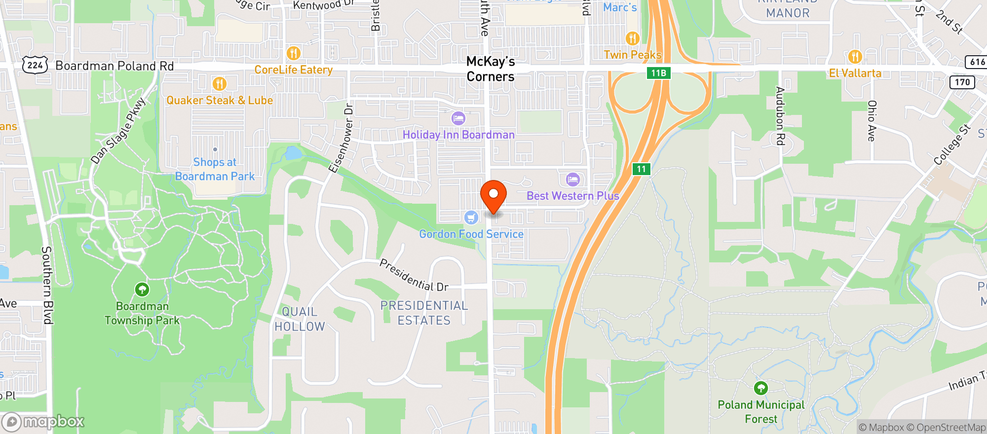 Map showing Magic Tree Pub & Eatery