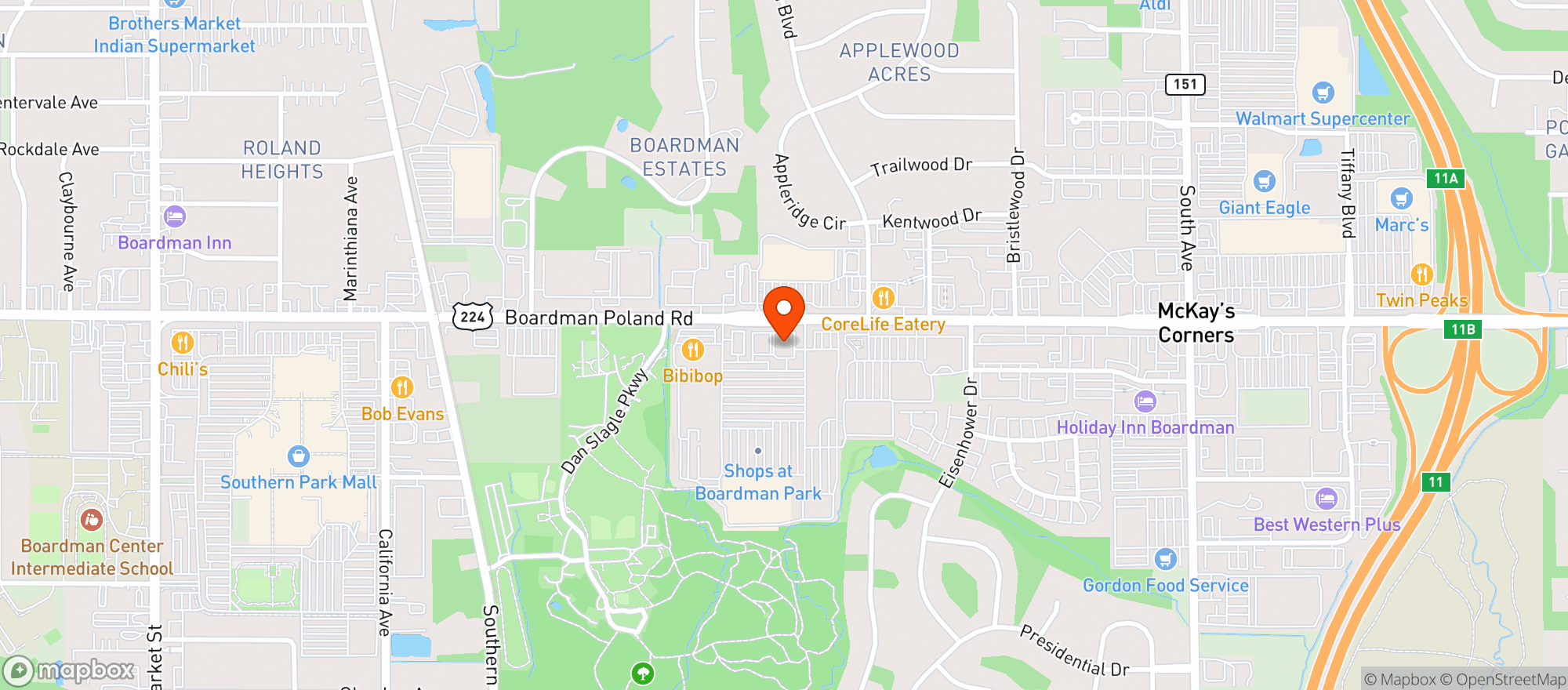 Map showing Vitamin Shoppe - Boardman Park