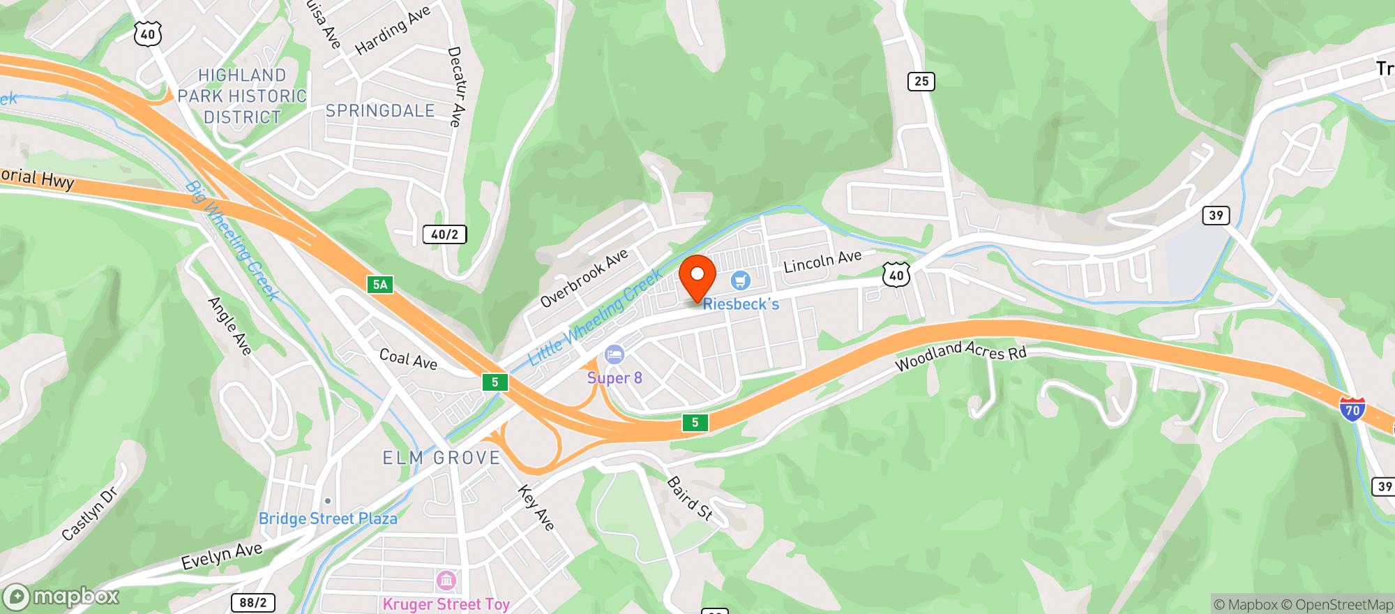 Map showing Riesbeck Food Markets