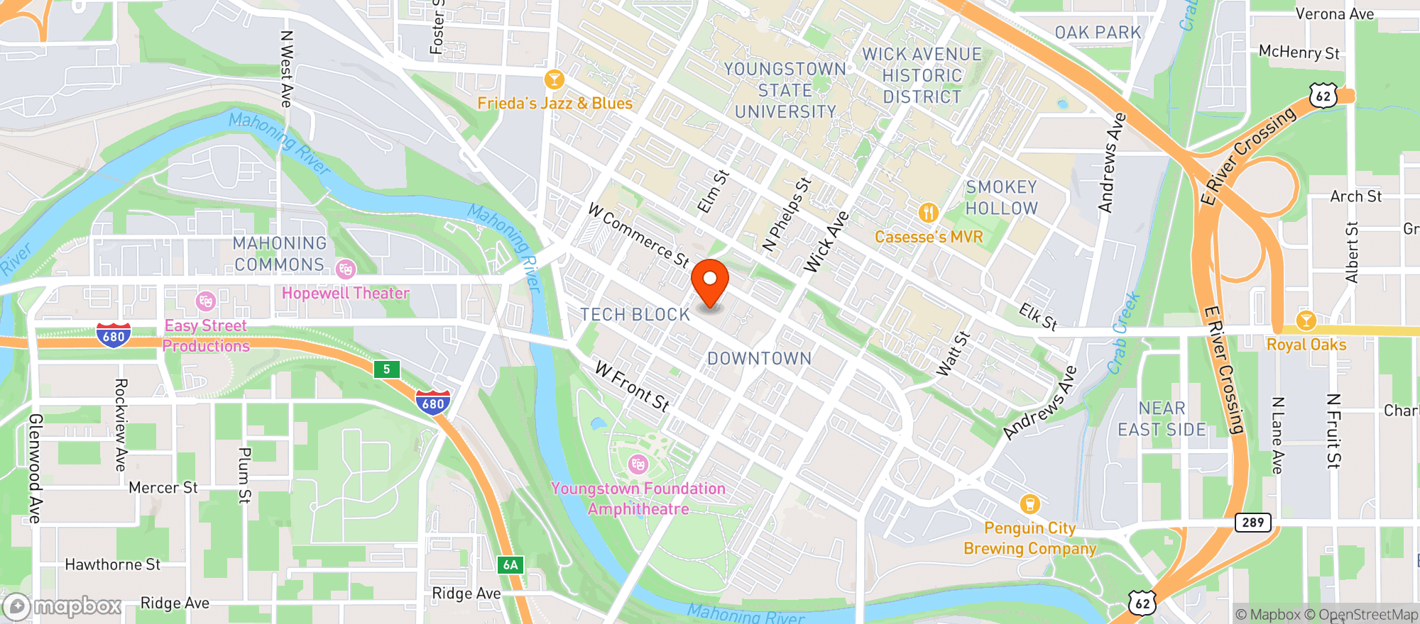 Map showing Downtown Circle