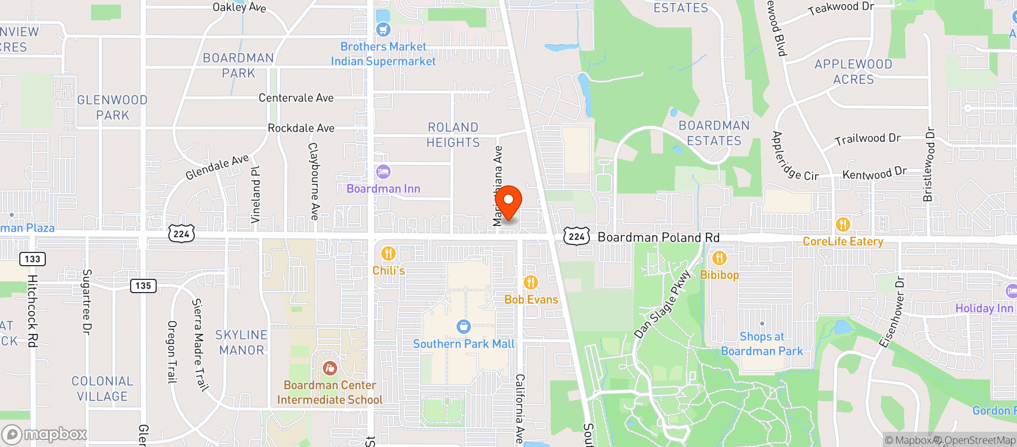 Map showing Your CBD Store Boardman Oh