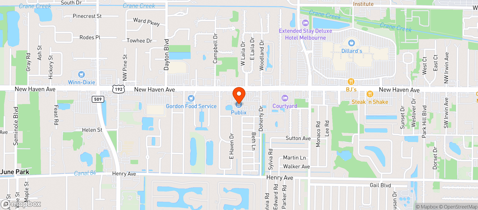 Map showing Publix