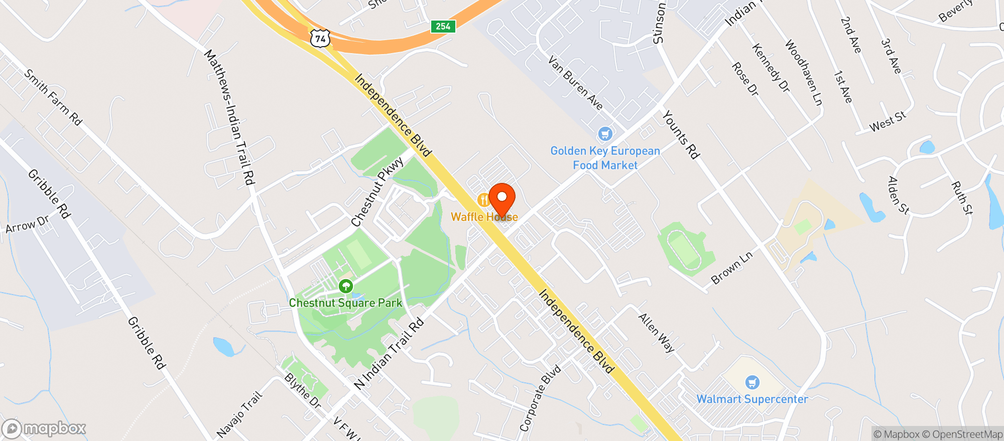 Map showing CIRCLE K (13719 HWY 74 W)