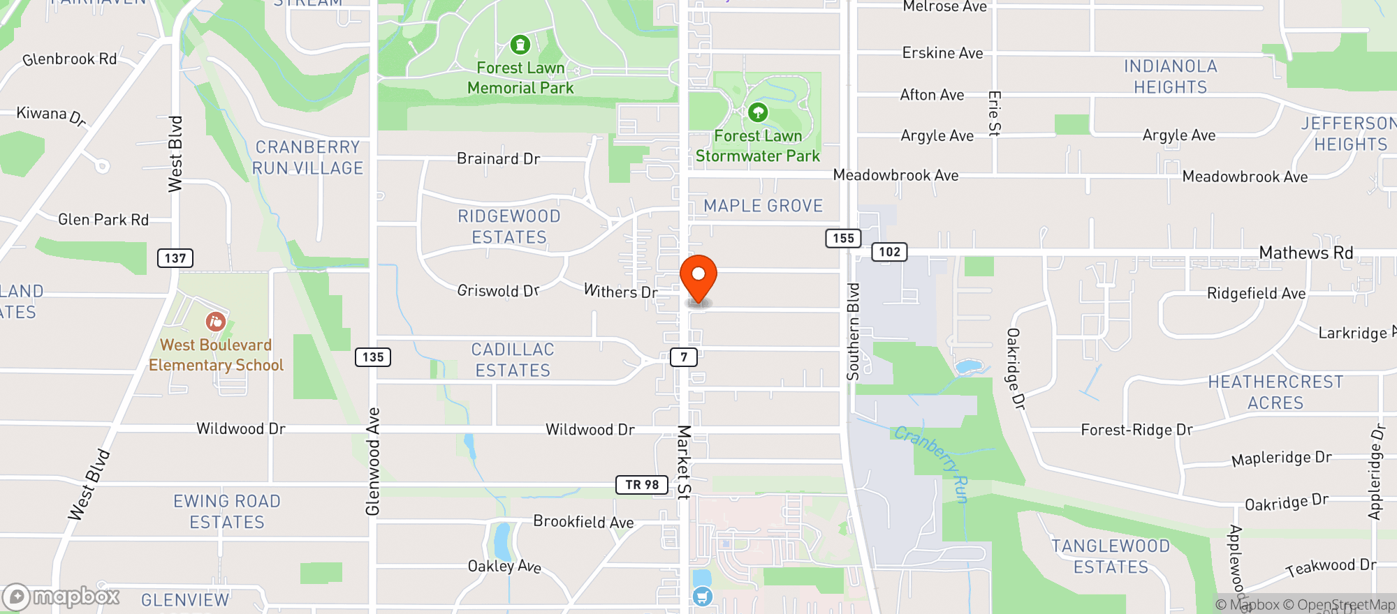 Map showing Health Food Center