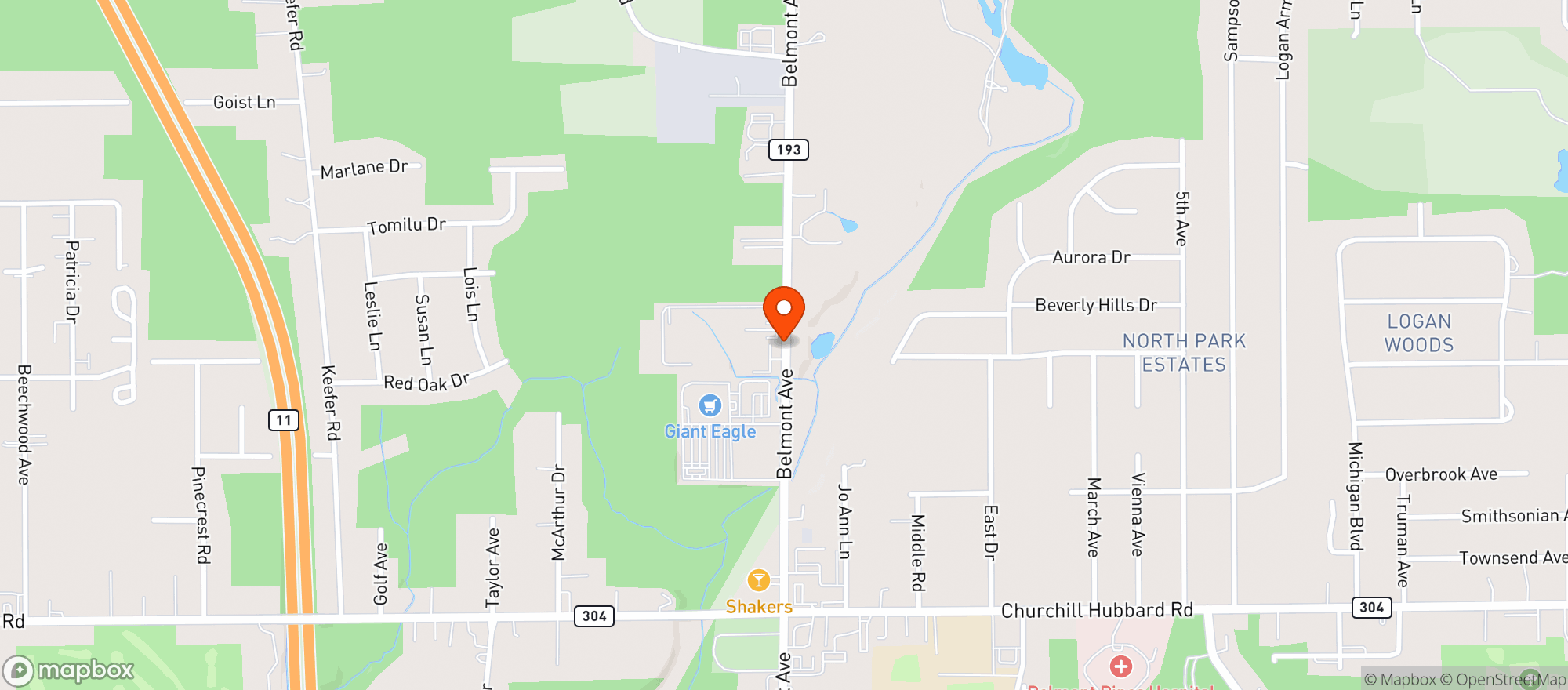 Map showing Giant Eagle