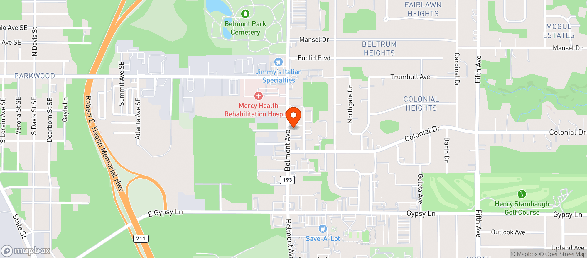 Map showing Puff's On Belmont