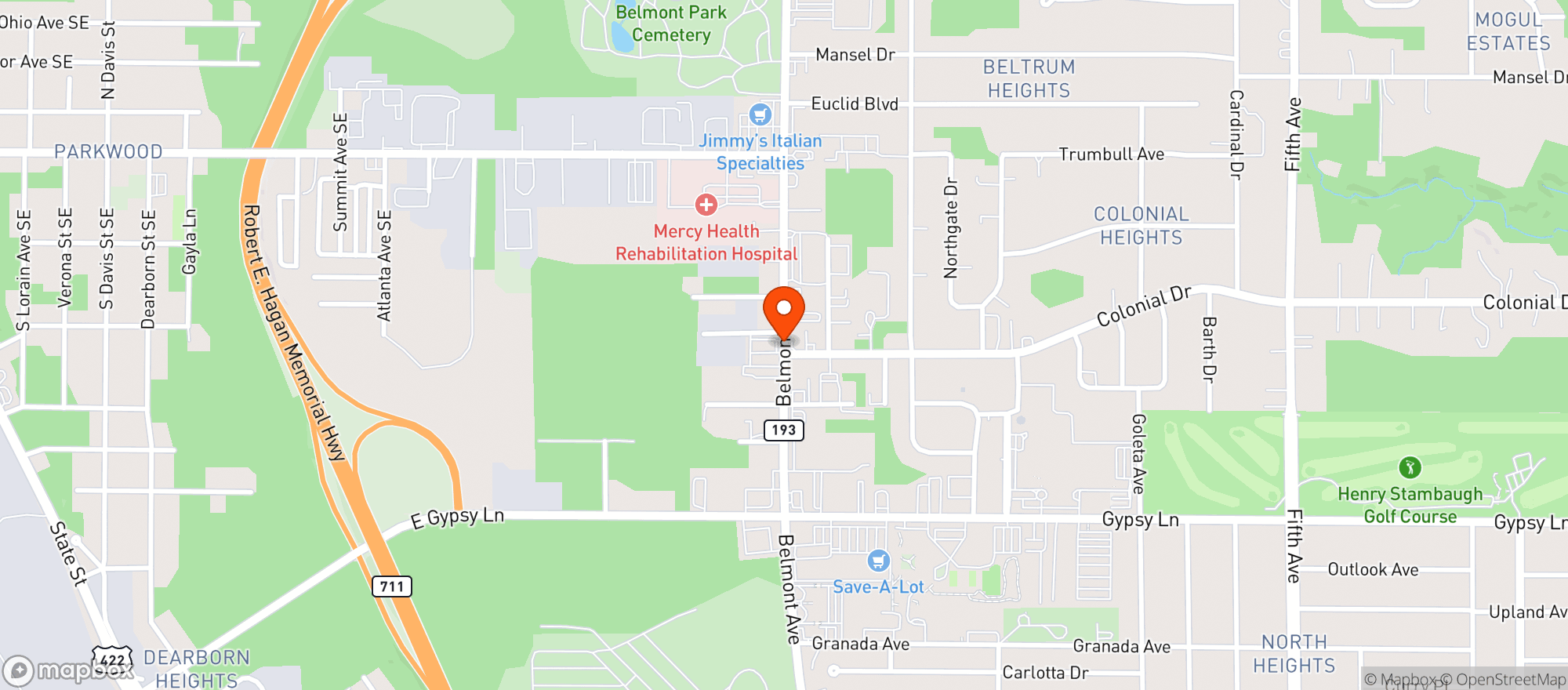 Map showing Liberty Mini Mart