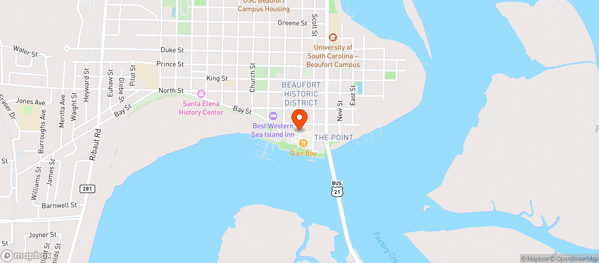 Map showing Bottles Off Bay