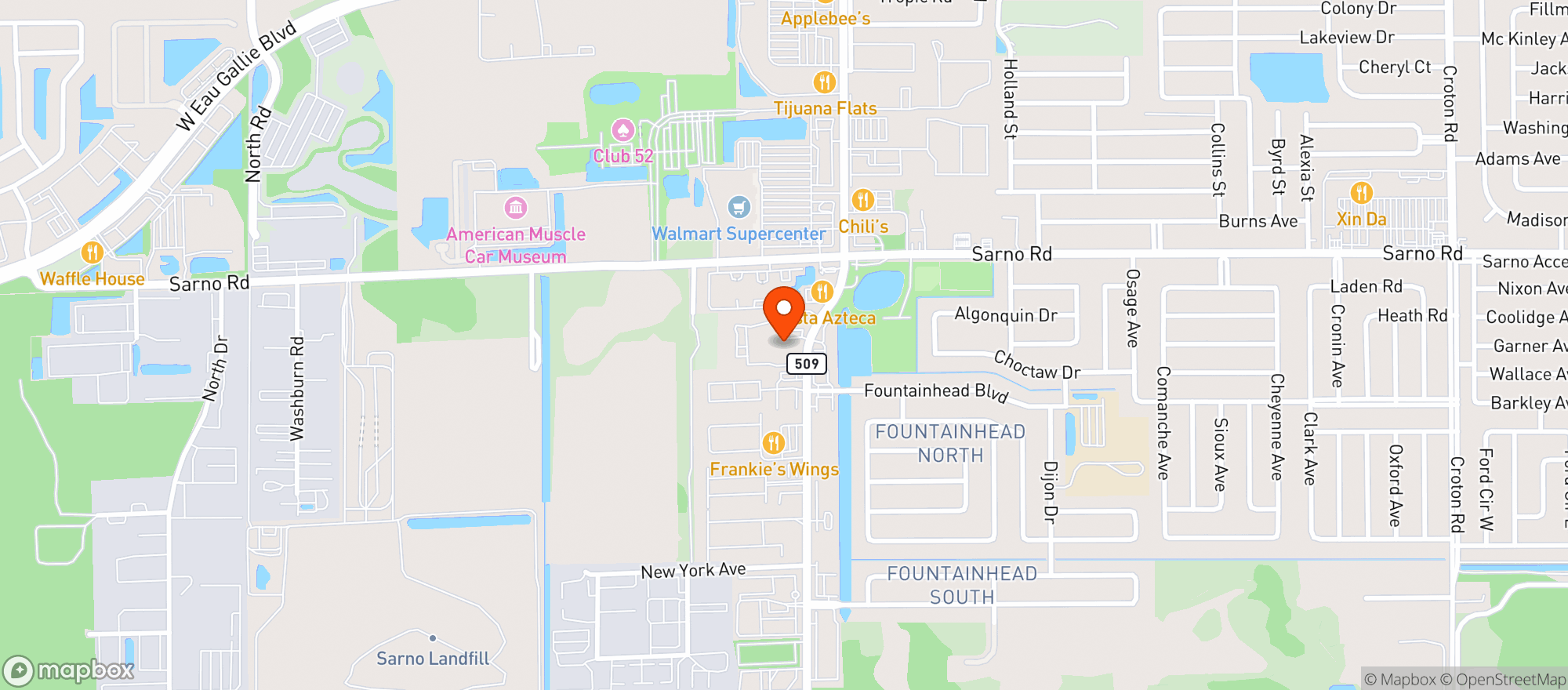 Map showing Twin Oaks Sports Bar