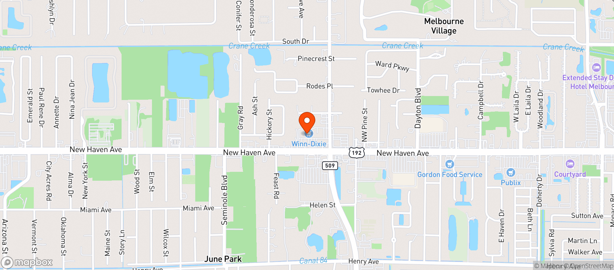 Map showing Winn Dixie #2568