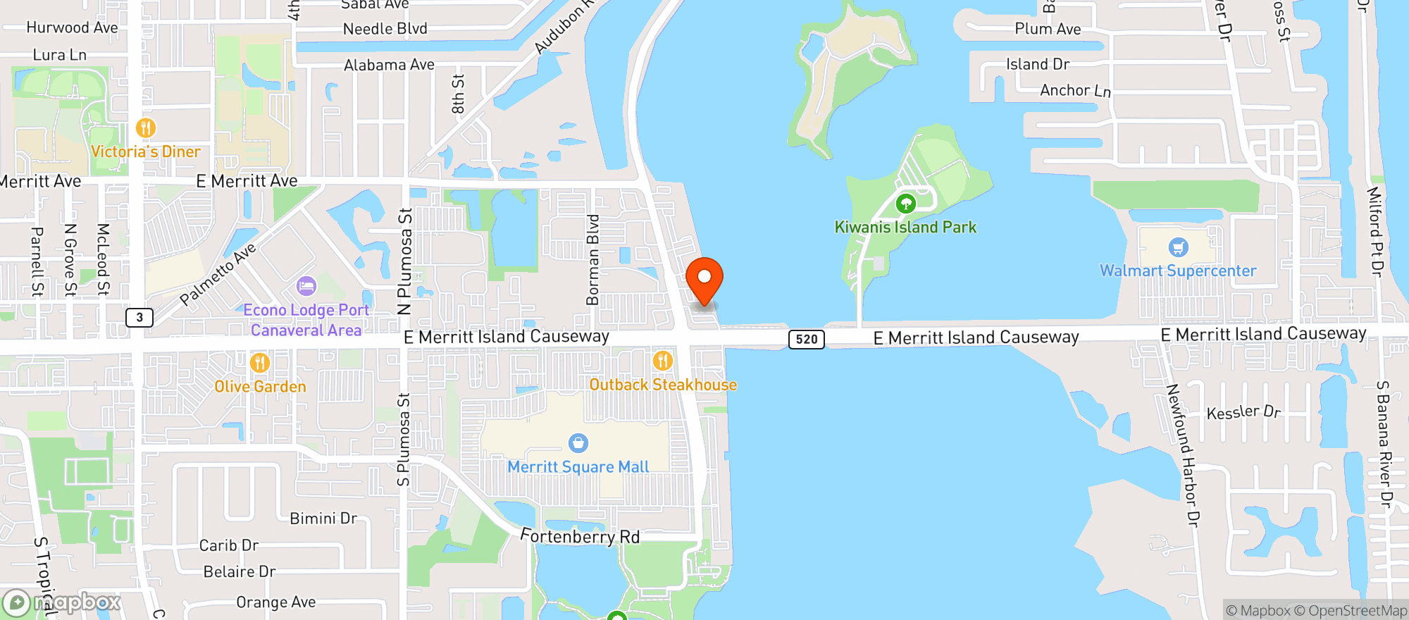 Map showing Vitamin Shoppe - Merritt Island