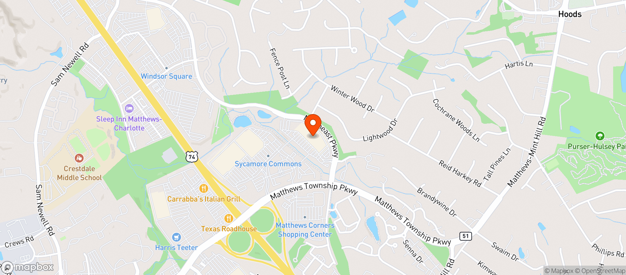 Map showing World Market Matthews