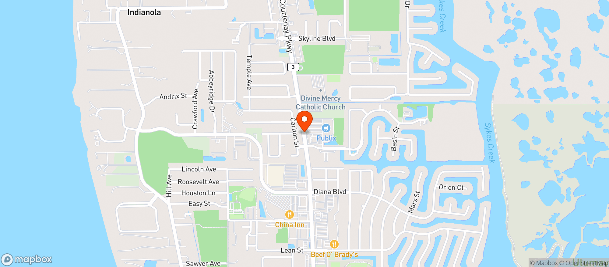 Map showing Publix Super Market