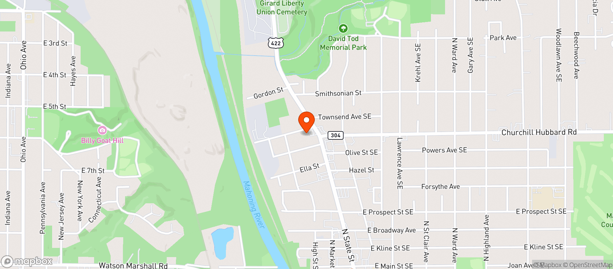 Map showing Town Center Beverage
