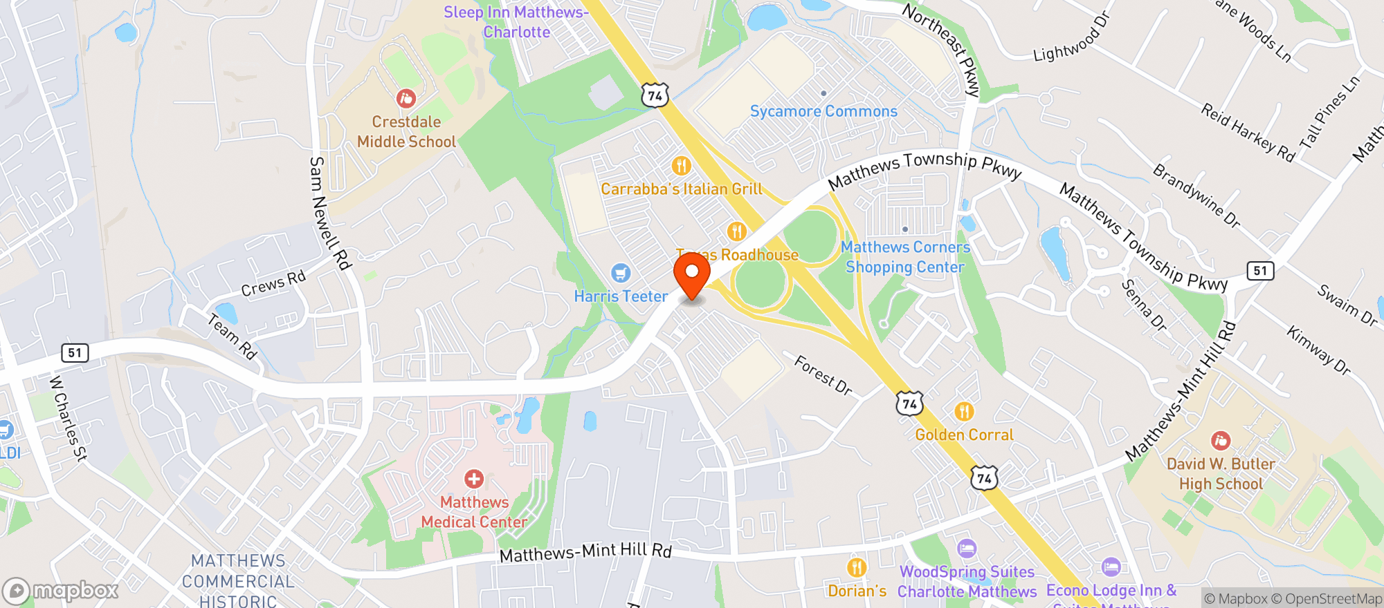 Map showing Vitamin Shoppe - Matthews