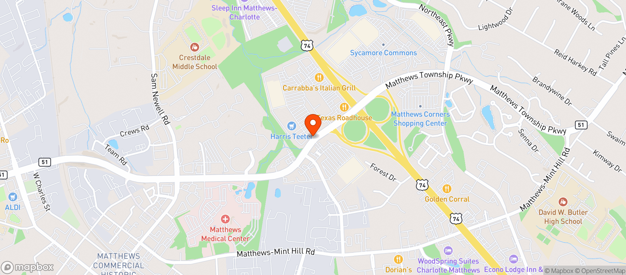 Map showing Harris Teeter