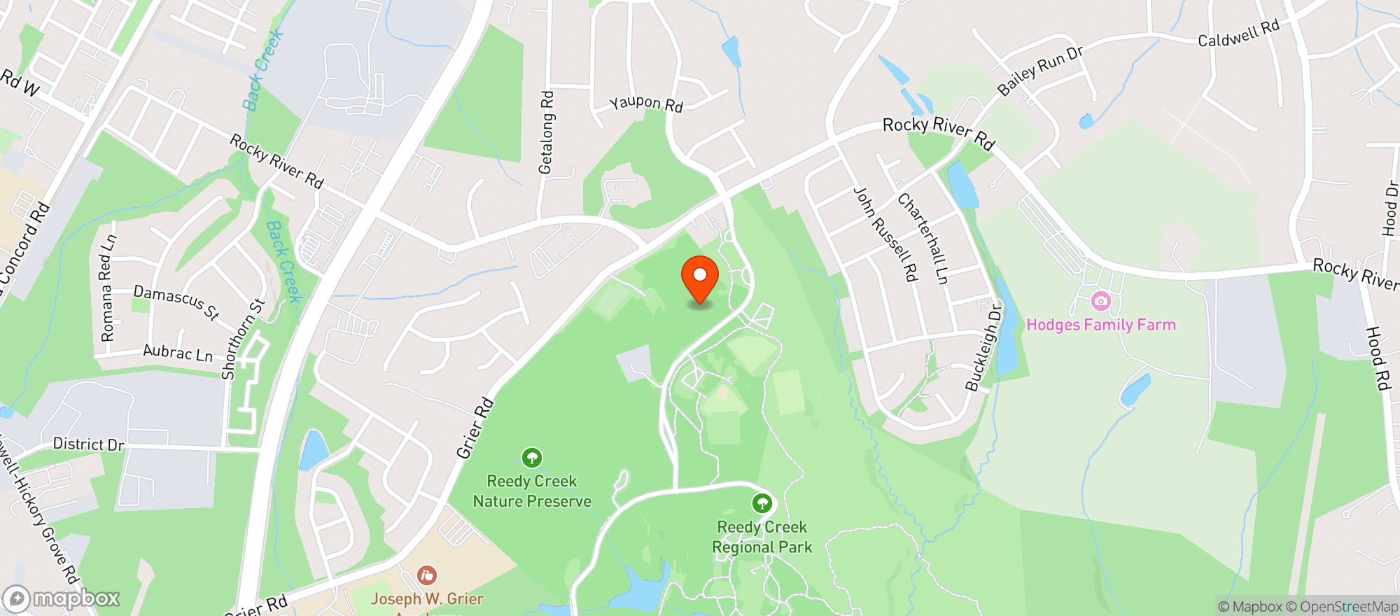 Map showing Reedy Creek Park