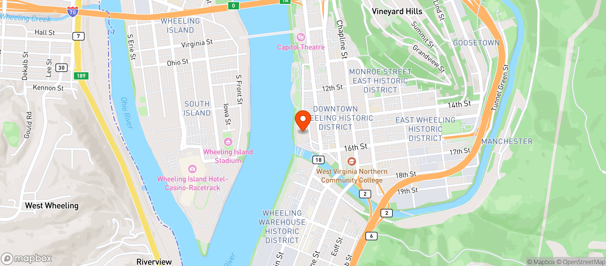 Map showing Wesbanco Arena