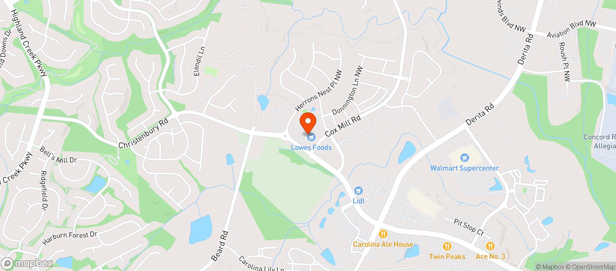 Map showing Lowes Foods 282