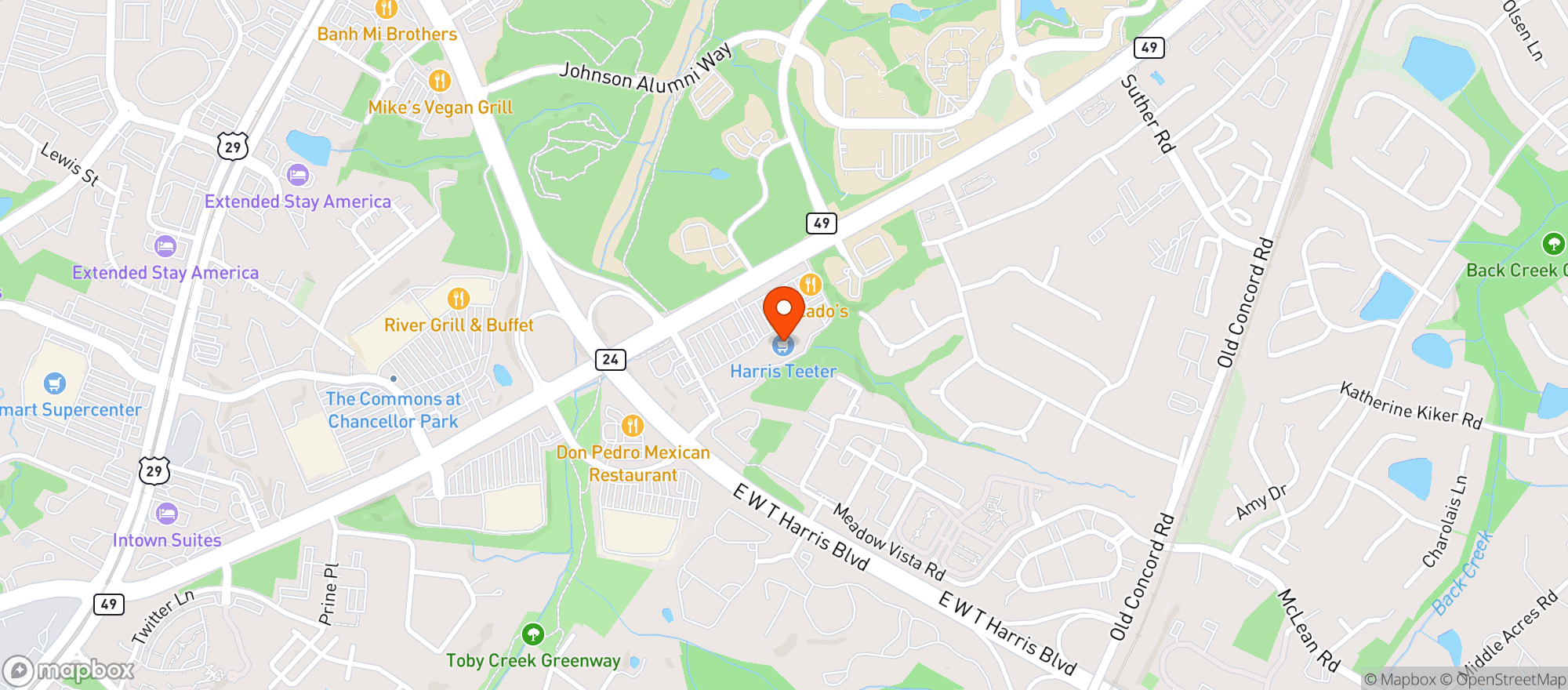 Map showing Harris Teeter #258