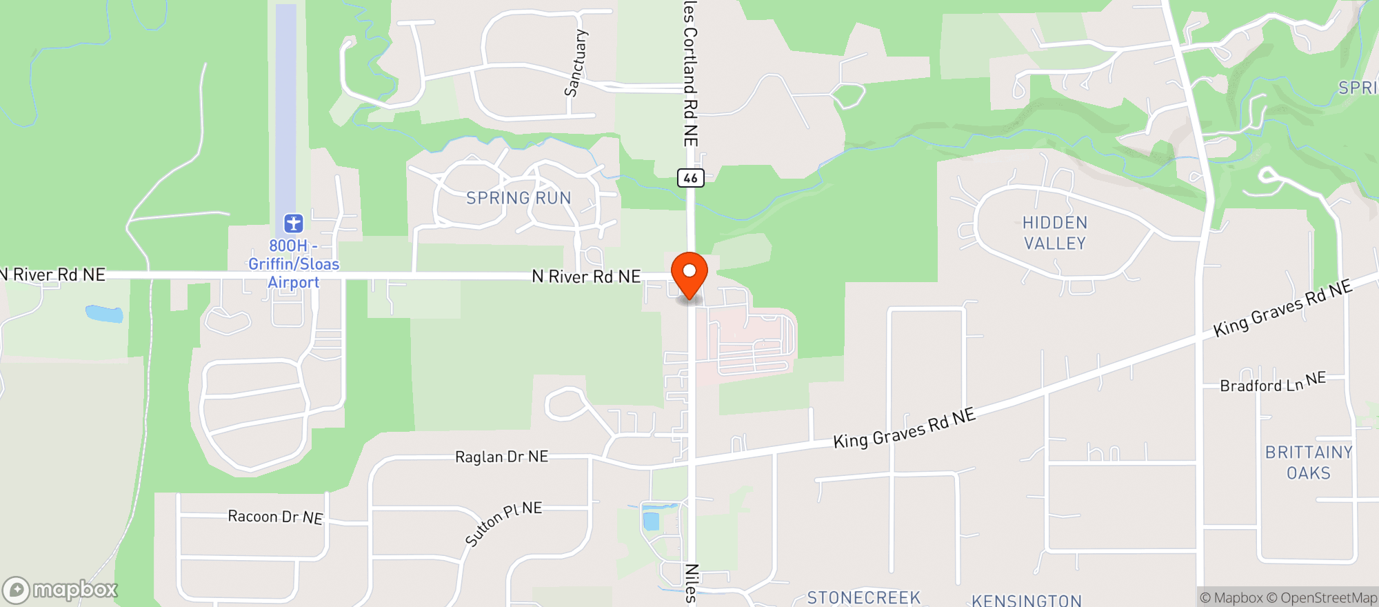 Map showing Mikes Place Drive Thru