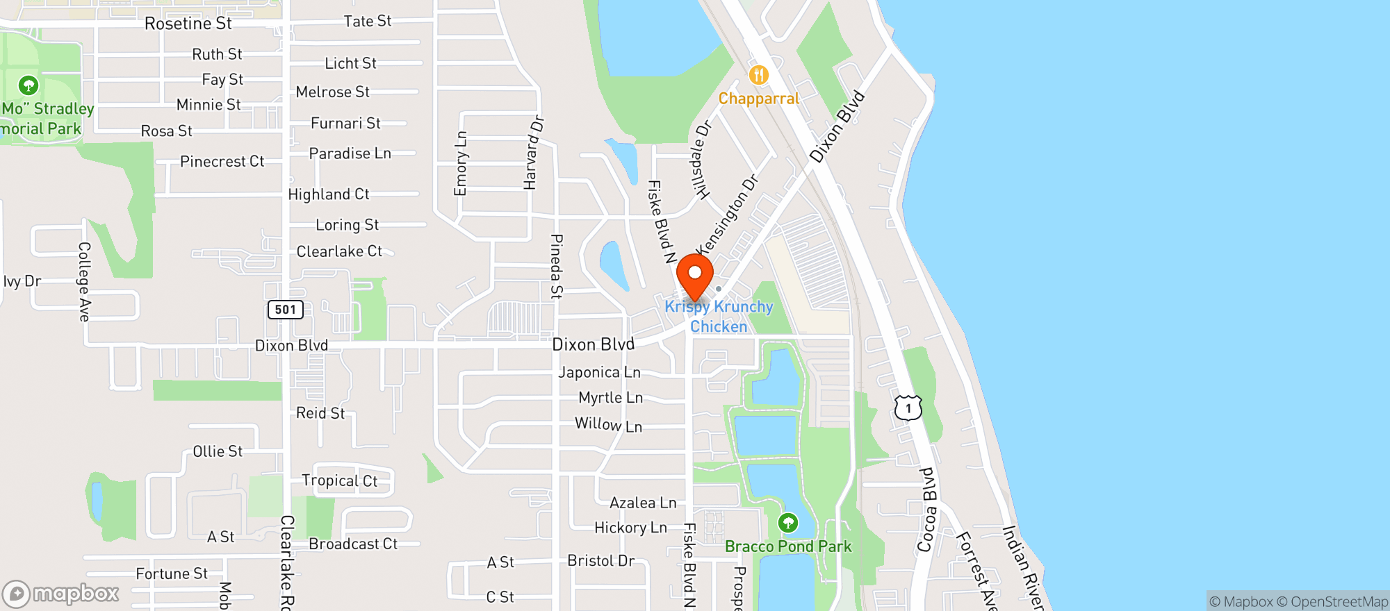 Map showing Pinkys Discount Beverages