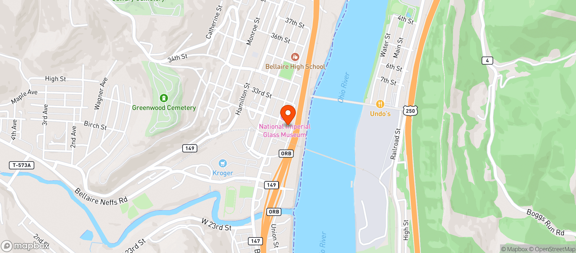 Map showing Bellaire Liquor Store