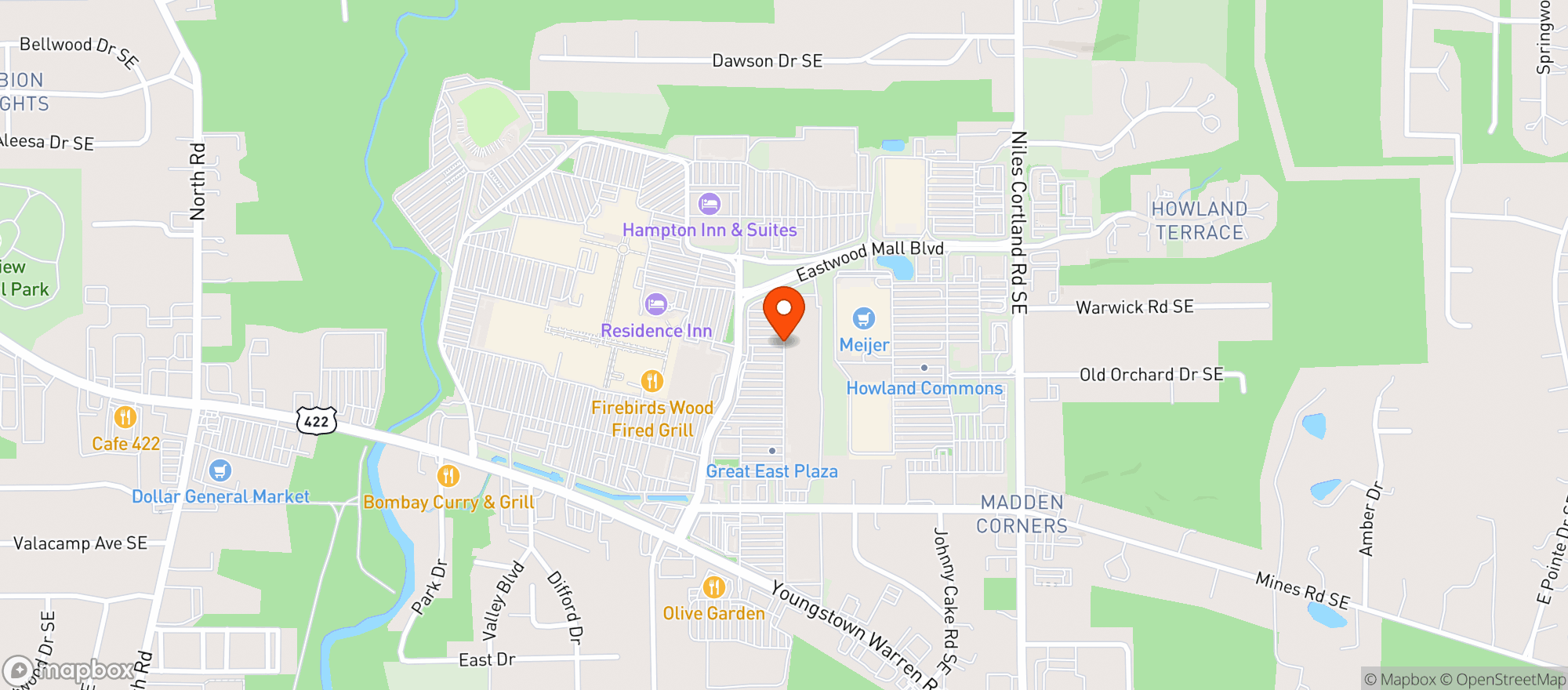 Map showing Buffalo Wild Wings Gril #3051