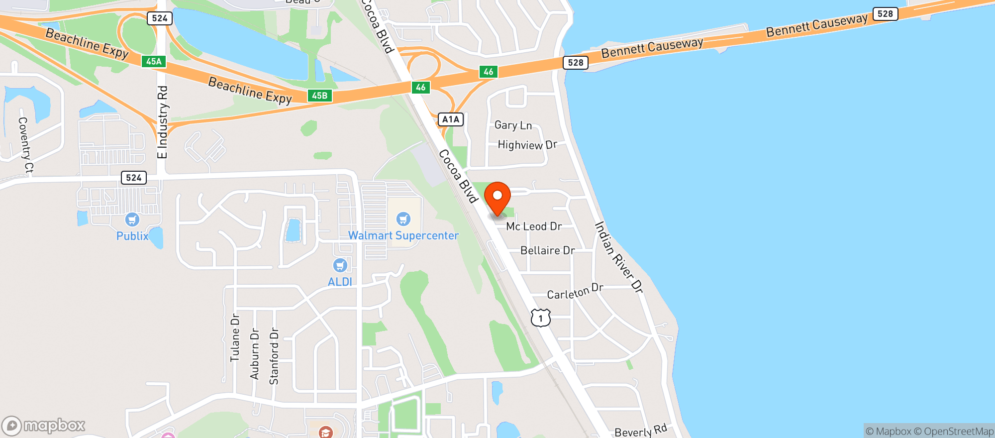 Map showing Us Cocoa Food Mart