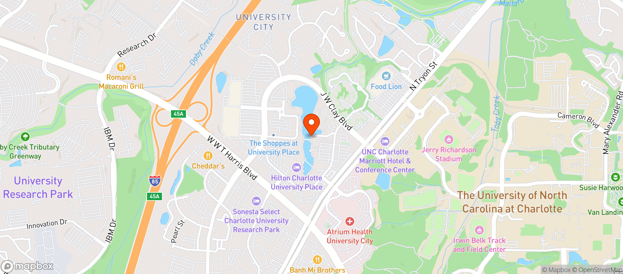 Map showing Boardwalk Billy's - Charlotte
