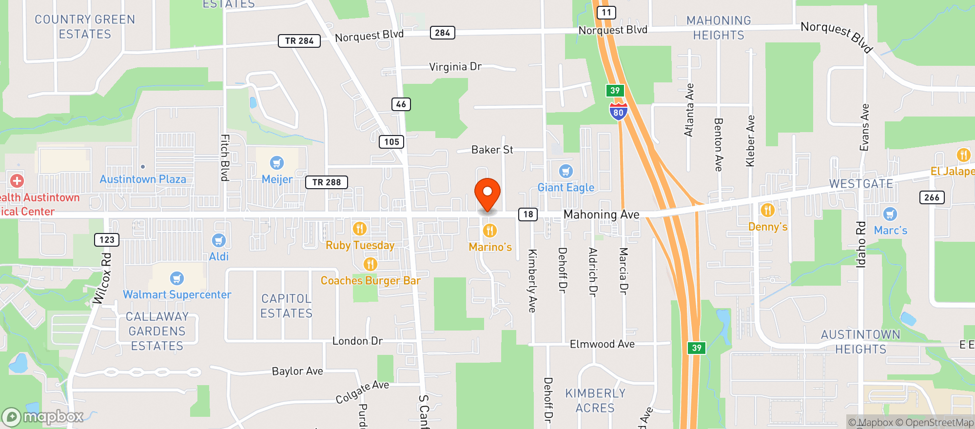 Map showing Marinos Italian Cafe