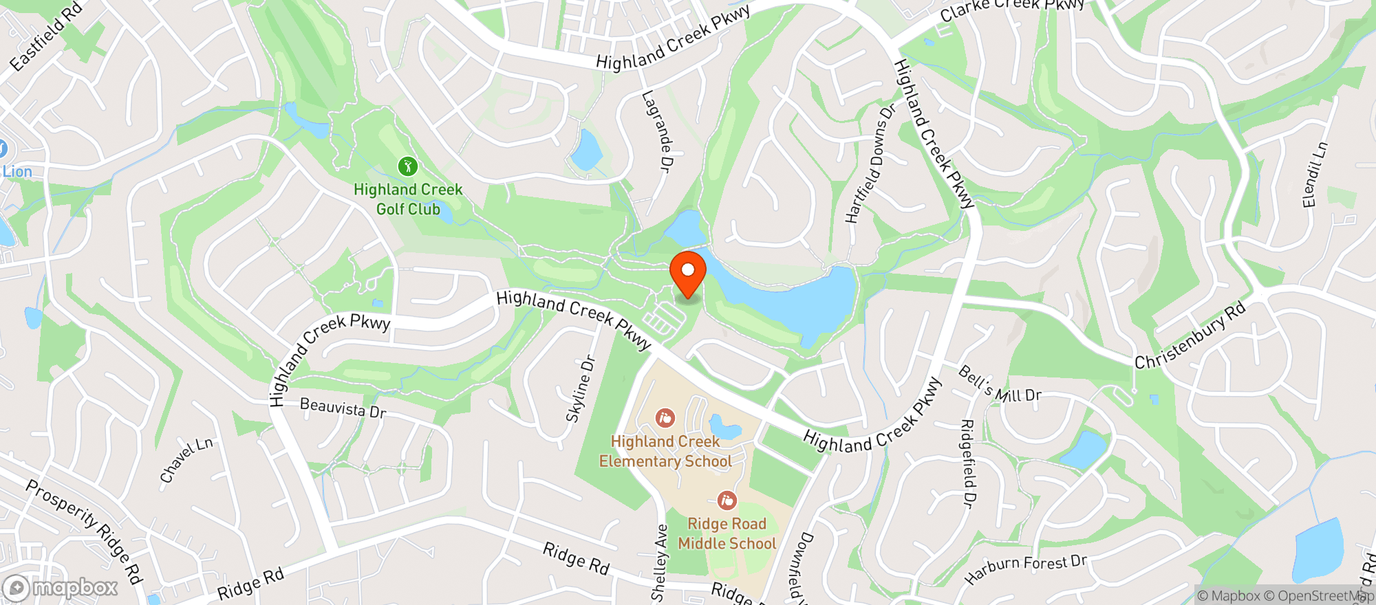 Map showing Highland Creek Rch F And B