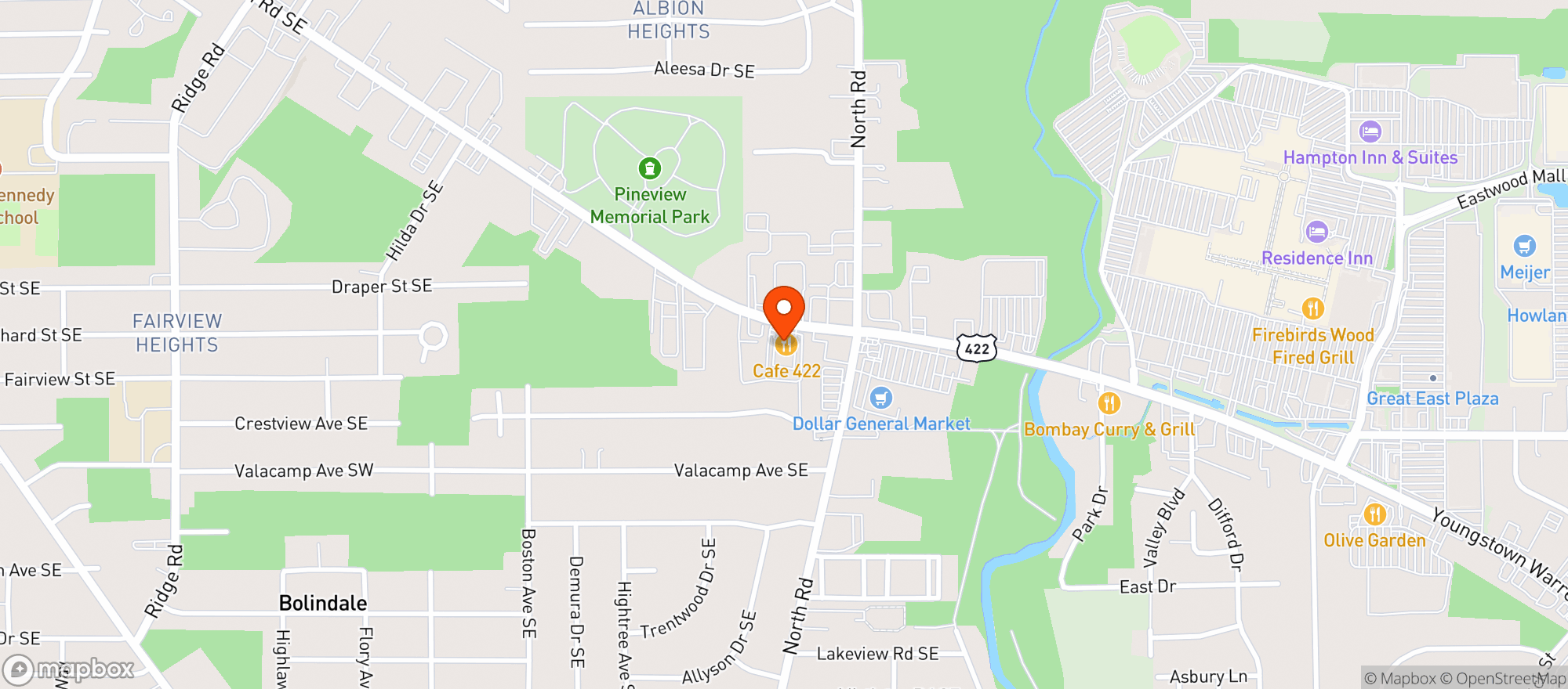 Map showing Cafe 422