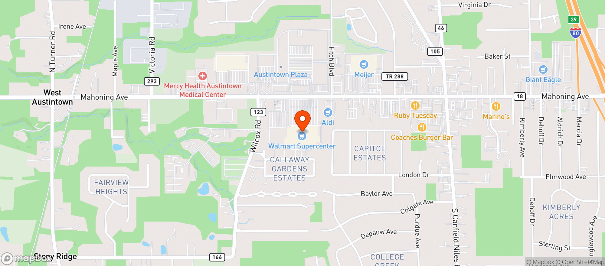 Map showing WALMART SUPERCENTER